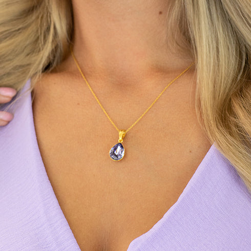 Silver pendant "Crystal Drop (Tanzanite)" with Preciosa™ crystals